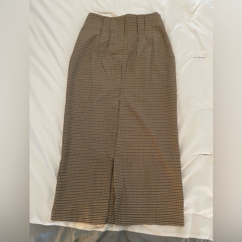 Zara check print midi pencil skirt, size medium